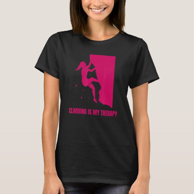 Camiseta Subindo É Minha Caldeira De Escalada De Terapia (Frente)