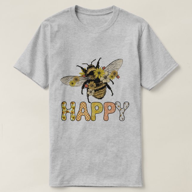 Camiseta Sublimação da Bee Happy Vintage (Frente do Design)