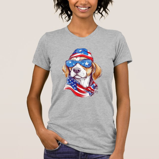 Camiseta Sublimação de Cachorro de 4 de Julho-66361 (Frente)