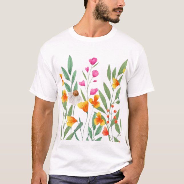 Camiseta Sublimação de flores silvestres (Frente)