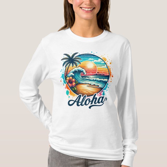 Camiseta Sublimação de Vintage Beach Aloha-94953 (Frente)