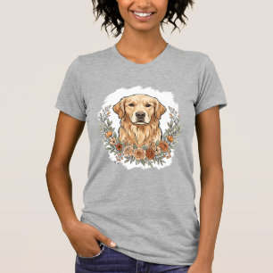 Camiseta Sublimação do Golden Retriever Floral