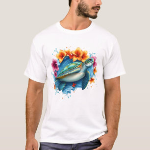 Camiseta Sublimação do Verão de Tartaruga Marítima Desenho 