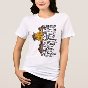 Camiseta Sublimação Inspirativa de Girassol/Cruz