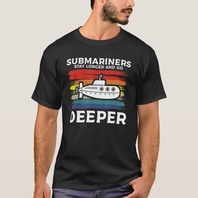 Camiseta Submariners Stay Longer And Go Deeper Navy Submari (Frente)