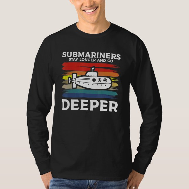 Camiseta Submariners Stay Longer And Go Deeper Navy Submari (Frente)
