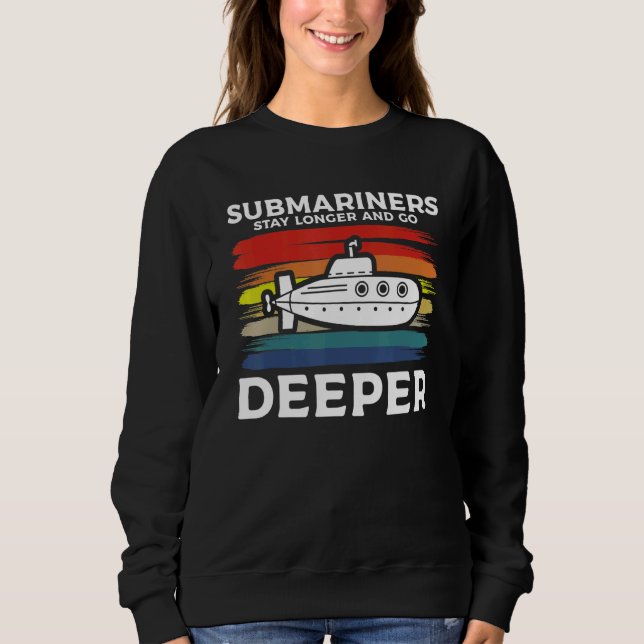 Camiseta Submariners Stay Longer And Go Deeper Navy Submari (Frente)