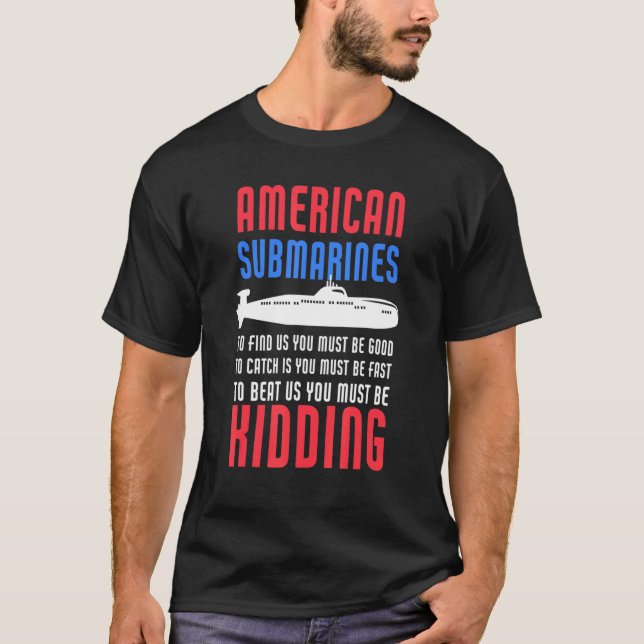 Camiseta Submarino Americano Marinho Patriótico Submarino A (Frente)