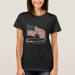 Camiseta Submarino Bandeira EUA Veterano 4 De Julho