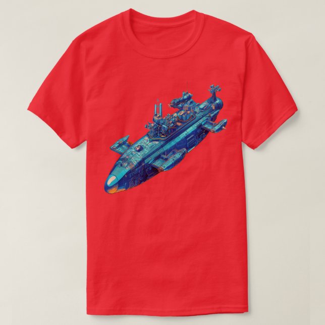 Camiseta Submarino do Estilo Futurístico Psicodélico (Frente do Design)
