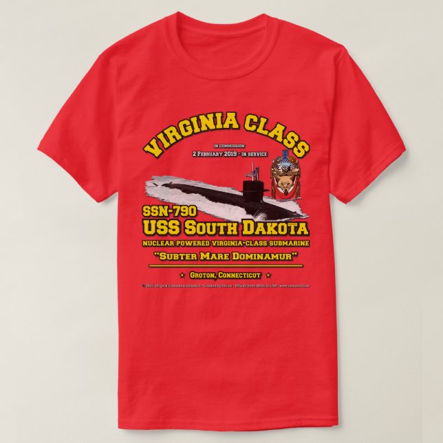 Camiseta Submarino do Marinho USS South Dakota SSN790 (Frente do Design)