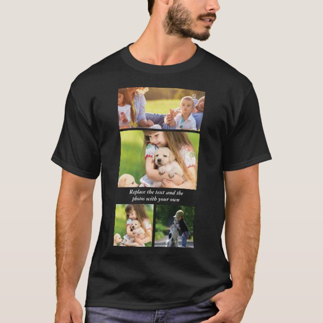 Camiseta Substitua o texto e as fotos com os seus (Frente)