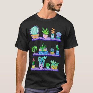 Camiseta Succults e Green Cactus em uma prateleira