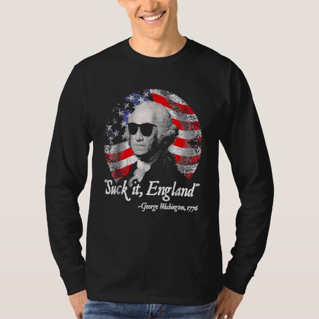 Camiseta Suck It England 4 de julho George Washington 1 (Frente)