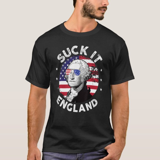 Camiseta Suck It England  4th Of July George Washington 177 (Frente)