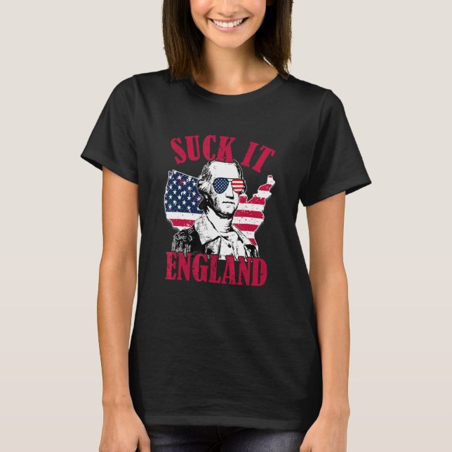 Camiseta Suck It England America Flag Patriótico Retro 4th  (Frente)