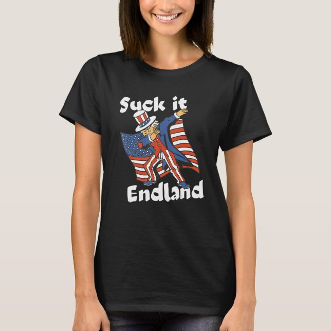 Camiseta Suck It England Dabbing Tio Sam 4 de julho (Frente)