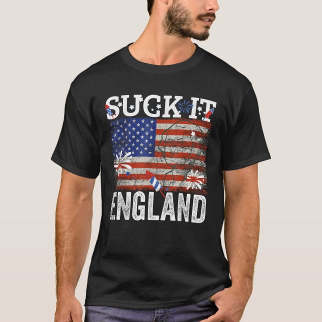 Camiseta Suck It England Funny 4 de julho George Washington (Frente)