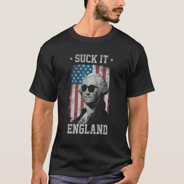 Camiseta Suck It England Funny 4 de julho George Washington (Frente)
