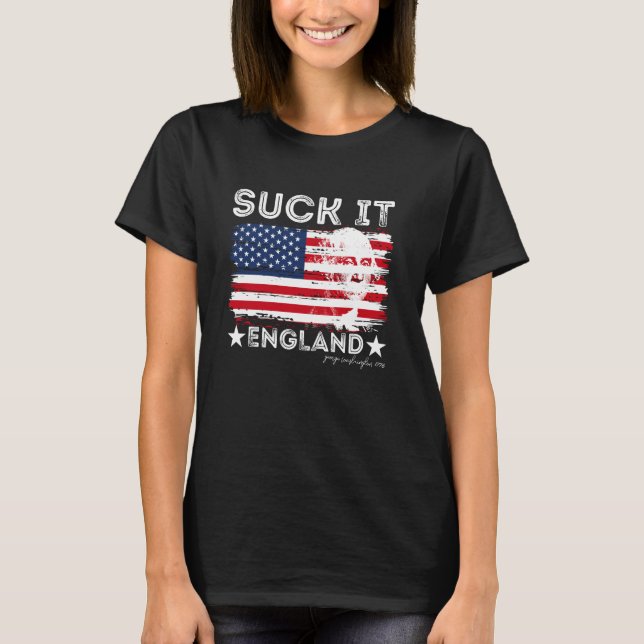 Camiseta Suck It England Funny 4 de julho George Washington (Frente)