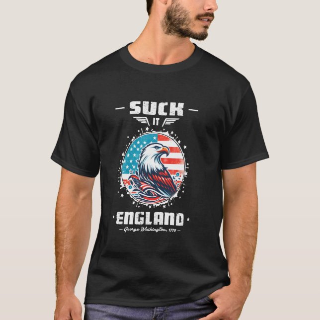 Camiseta Suck It England Funny George Washington 1776 EUA 4 (Frente)