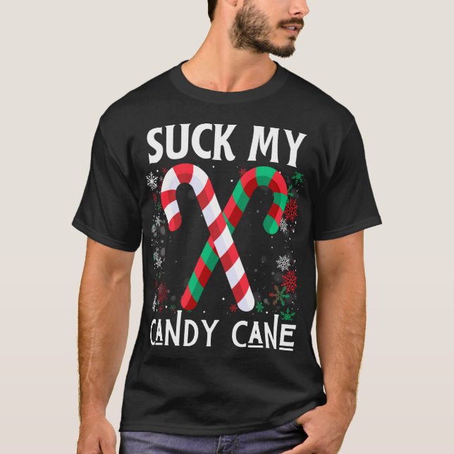 Camiseta Suck My Candy Cane Ugly Christmas Sweater (Frente)