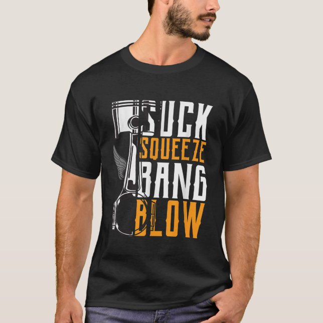 Camiseta Suck Squeze Bang Blow Car e Motorcycle Lover (Frente)