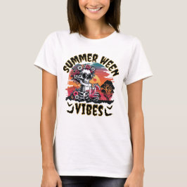 Camiseta Suco de Melancia Floral Esqueleto Sunset Summerwee