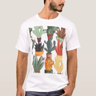 Camiseta Suculentes, cactos: padrão floral fofo.