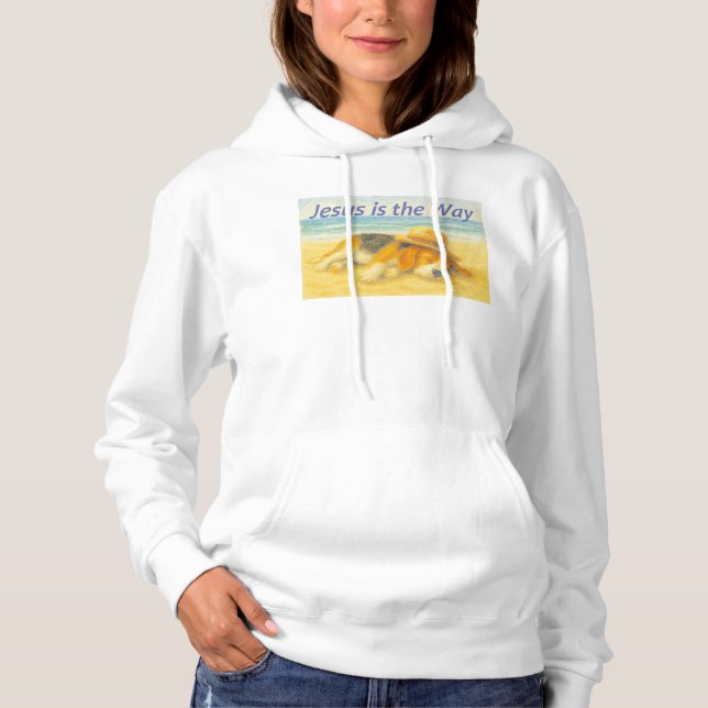 Camiseta Sudadera Beach with a Hat - "Jesus is the Way" (Frente)