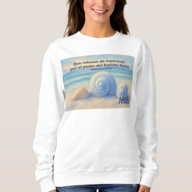 Camiseta Sudadera caracolas de Mar con Versículo Romanos (Frente)