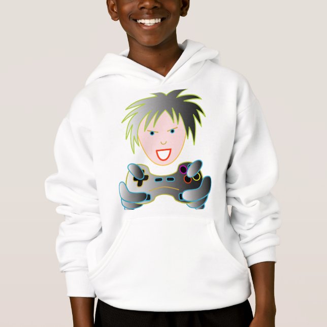 Camiseta Sudadera Chico Jugando Videojuegos (Frente)