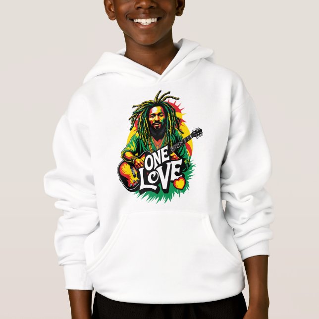 Camiseta Sudadera con capucha One Love el Rey del Reggae (Frente)