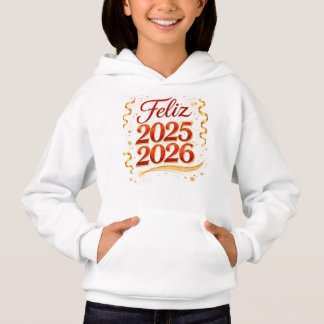 Camiseta Sudadera con Capucha para Niña – Diseño “Feliz 202