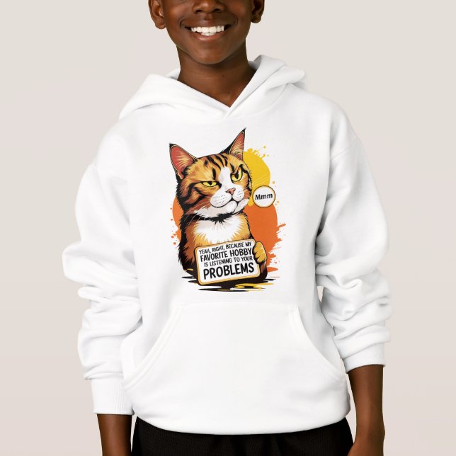 Camiseta Sudadera Gato con Actitud Sarcástica (Frente)