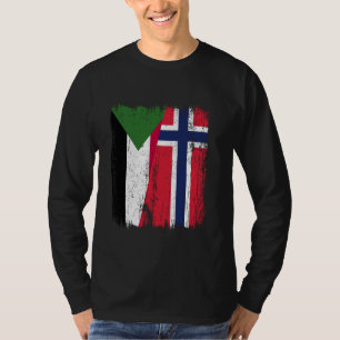 Camiseta Sudão Noruega Metade Bandeira Sudanês Ancestralida