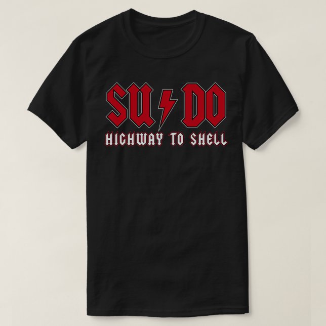 Camiseta Sudo Highway para Shell ubuntu linux comma superus (Frente do Design)