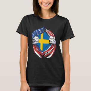 Camiseta Suecia Bandeira Americana Orgulhosa Do Meu Patrimô