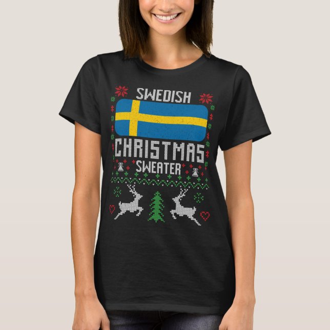 Camiseta Suecia Bandeira de Natal Sueco (Frente)