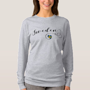 Camiseta Suecia, bandeira sueco em um coração