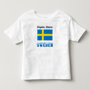 Camiseta Suécia e Bandeira Sueca com o Seu Nome