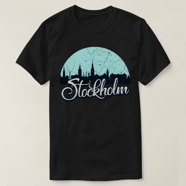 Camiseta Suecia Estocolmo Skyline 5 (Frente do Design)