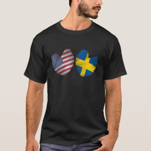 Camiseta Suecia EUA Heart American Flag Swedish Flag Love H