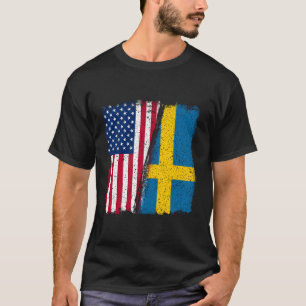 Camiseta Suecia Eua Sueco Usa Lover Sverige Usa Flag
