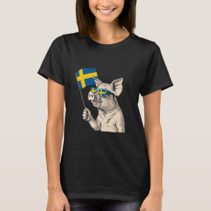 Camiseta Suecia Orgulho Sueco Cute Pig Sverige Bandeira Sue