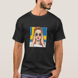 Camiseta Suecia Para Menina Bandeira Sueca Para Mulheres Su