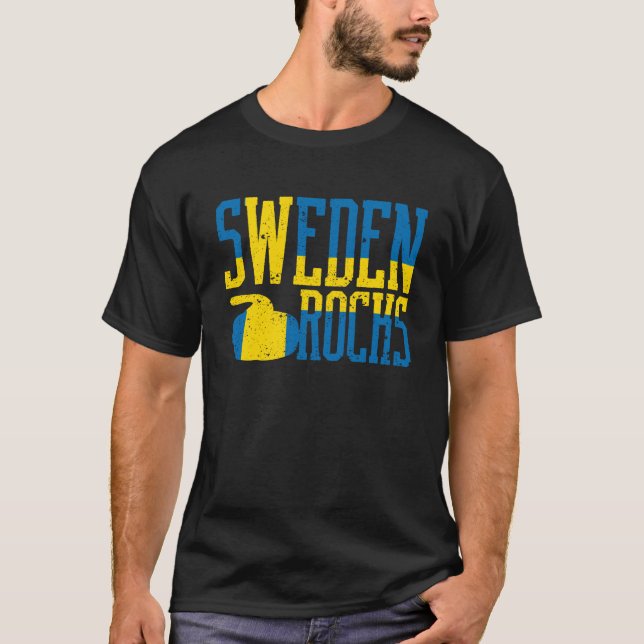 Camiseta Suecia Rocks Curling Stone (Frente)