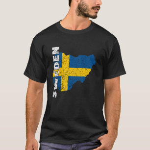 Camiseta Suecia Sverige Map Vintage Bandeira Sueca Pr