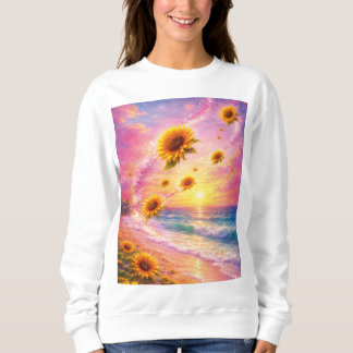 Camiseta Sueño Marino de Girasoles: Atardecer en la Playa