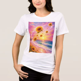 Camiseta Sueño Marino de Girasoles: Atardecer en la Playa